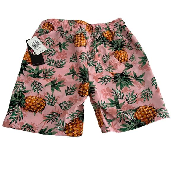 Good Vibes Swim Trunks Board Shorts Men Medium 30" Upside Down Pineapple Stretch - Picture 2 of 3